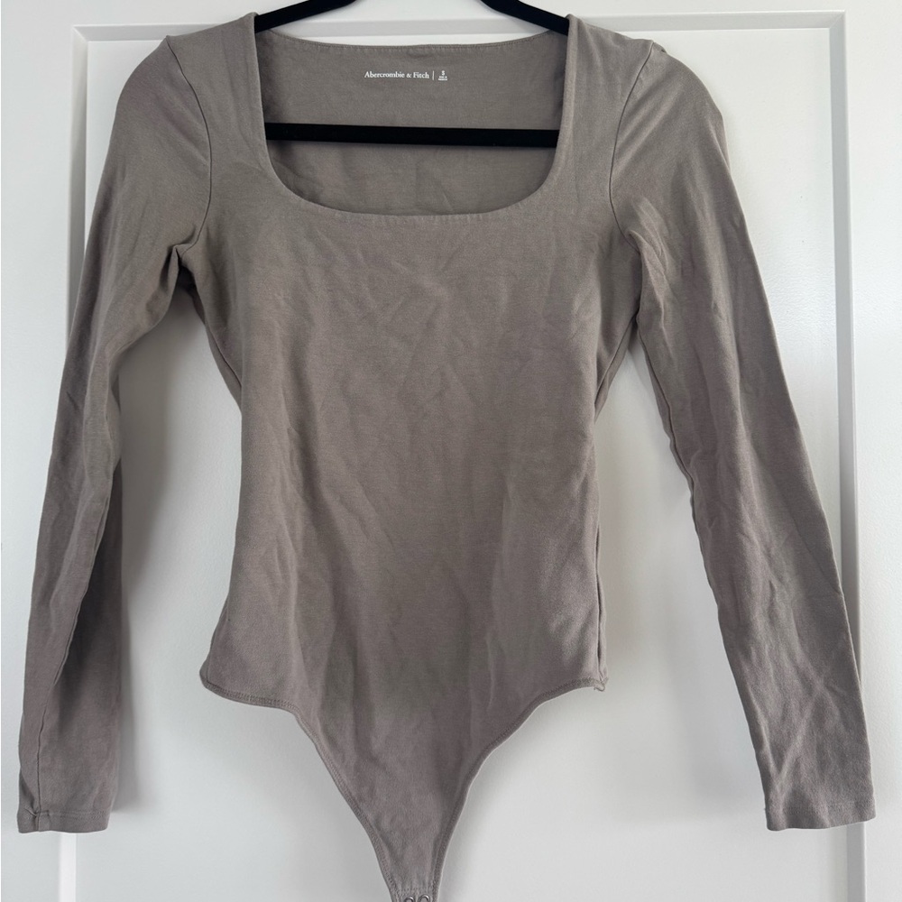 Abercrombie & Fitch Cotton-Blend Square-Neck Long-Sleeve Bodysuit